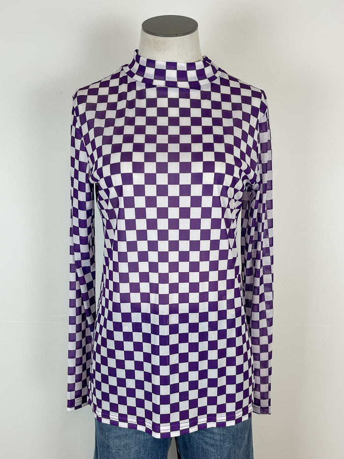Sammi Checkered Mesh Top