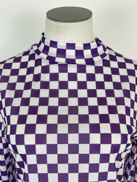 Sammi Checkered Mesh Top in Purple