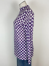 Sammi Checkered Mesh Top in Purple