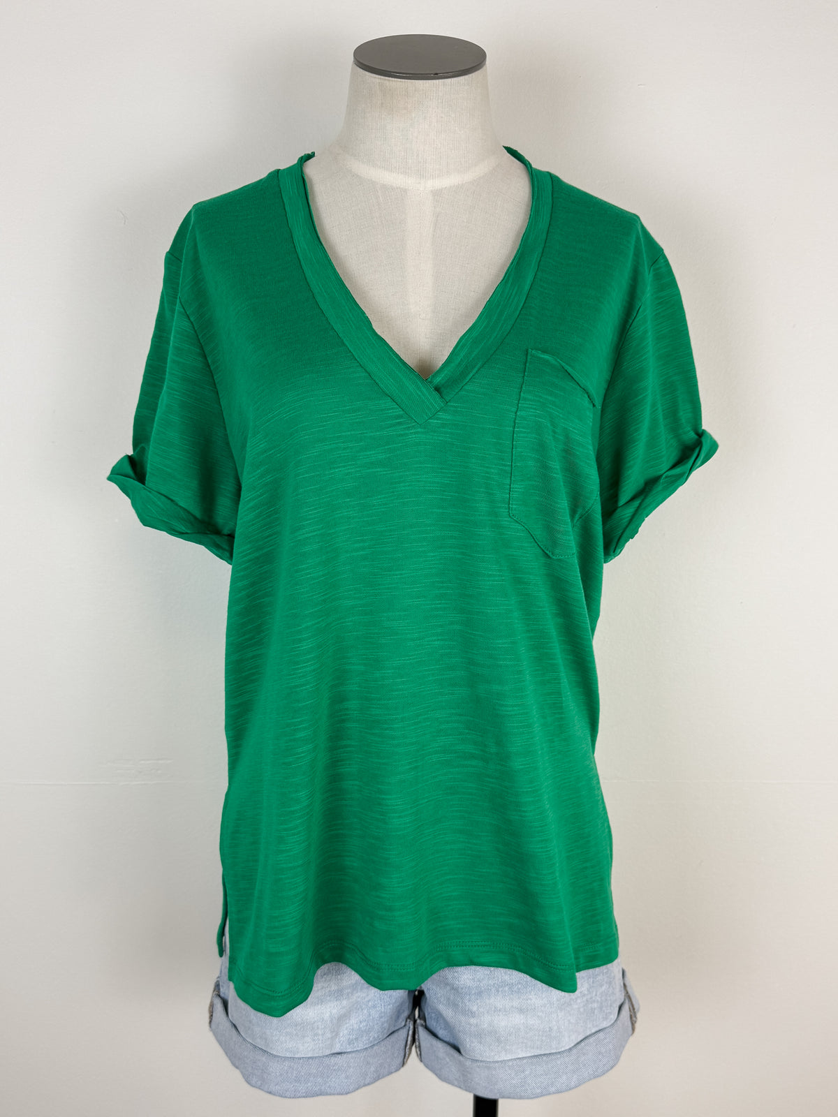 Zoie V Neck Top in Green