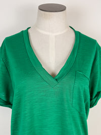 Zoie V Neck Top in Green