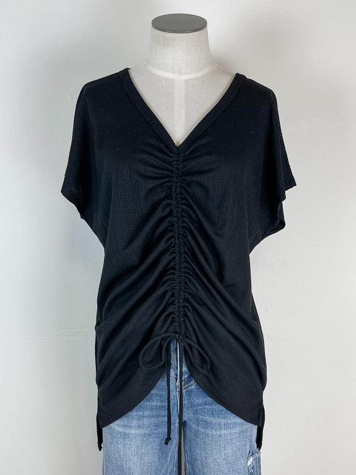 Kate Ruched Front Tee in Black