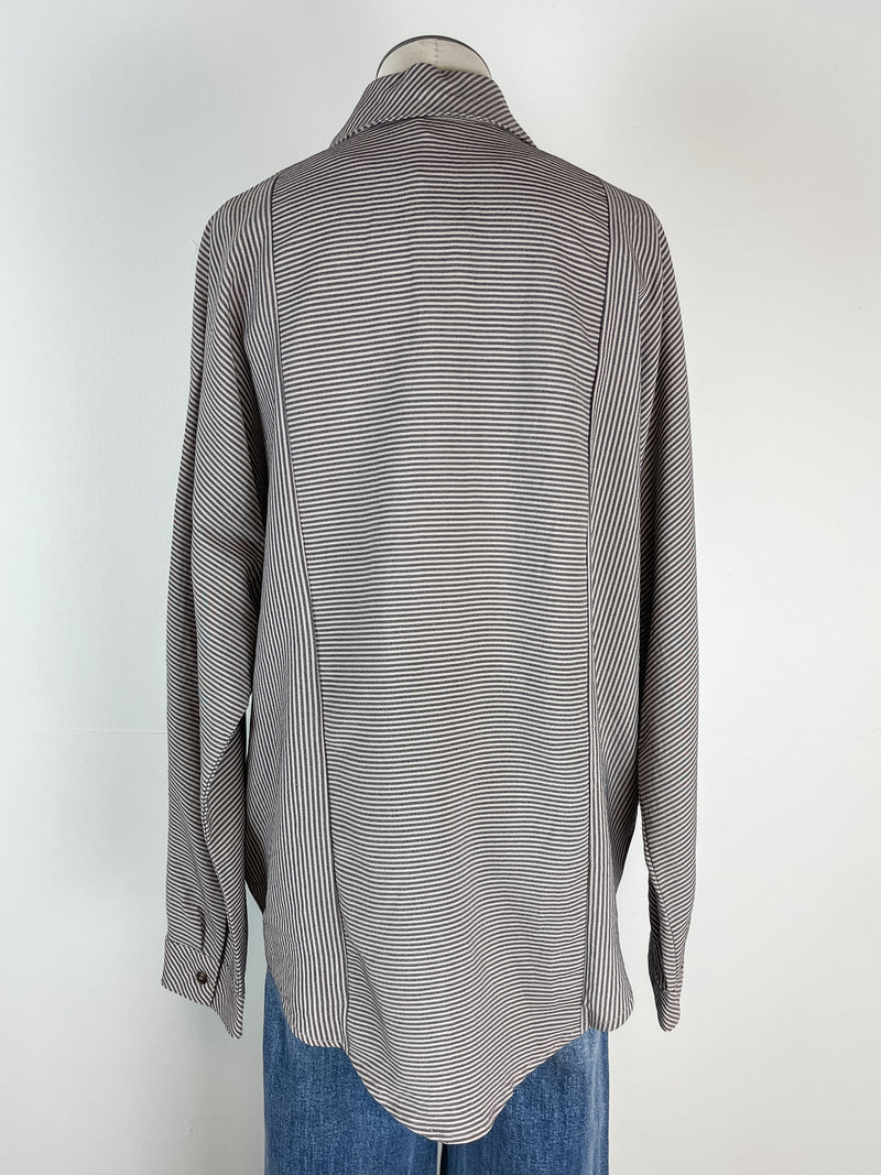Cleo Oversized Striped Shirt in Charcoal