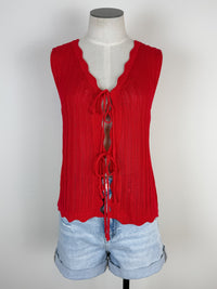 Hailey Scalloped Trim Knit Vest in Red