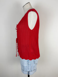 Hailey Scalloped Trim Knit Vest in Red