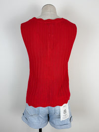 Hailey Scalloped Trim Knit Vest in Red