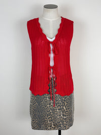 Hailey Scalloped Trim Knit Vest in Red