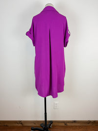 Sabrina Button Down Shirt Dress in Magenta