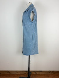 Quinn Button Down Bow Shirt Dress in Denim