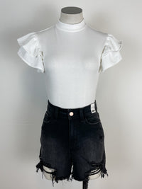 Ruffle Sleeve Bodysuit in White