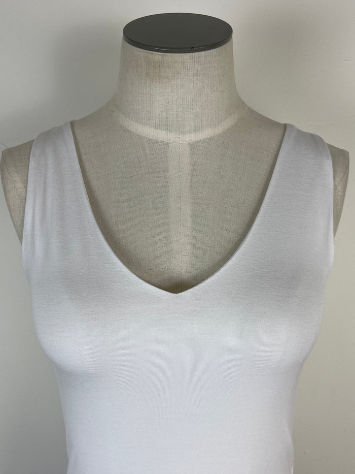 Lola V Neck Double Layer Tank in White