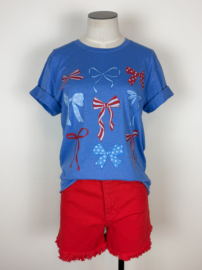 Stars and Stripes Bow Tee in Blue