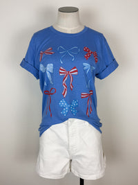 Stars and Stripes Bow Tee in Blue