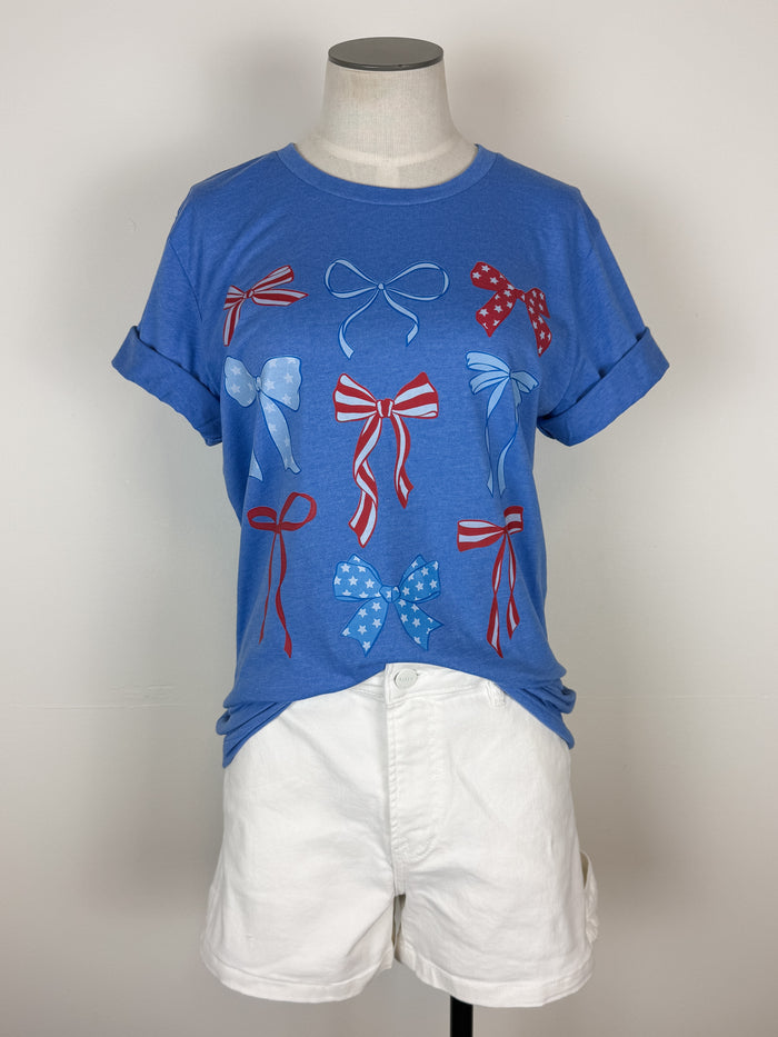 Stars and Stripes Bow Tee in Blue