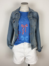 Stars and Stripes Bow Tee in Blue