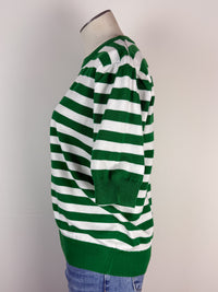 Libby Striped Short Sleeve Sweater in Green/White