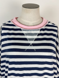Laura Striped Top in Navy/Pink