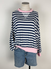 Laura Striped Top in Navy/Pink