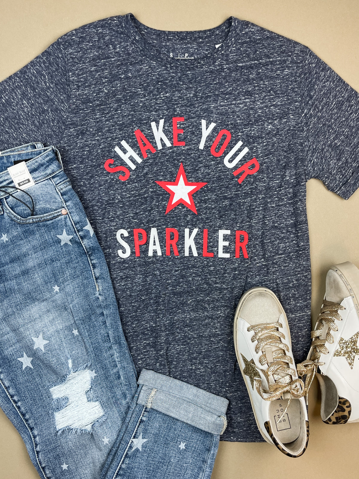 Shake Your Sparkler Tee in Heathered Navy
