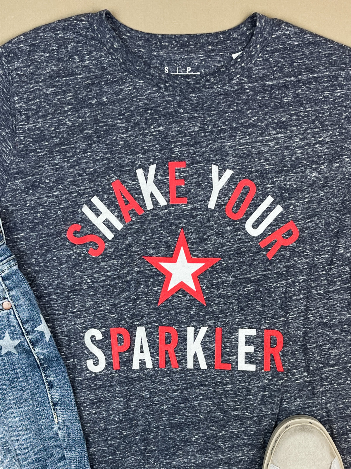 Shake Your Sparkler Tee in Heathered Navy