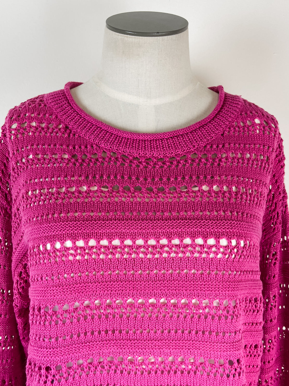 Kamila Crochet Sweater in Fuchsia