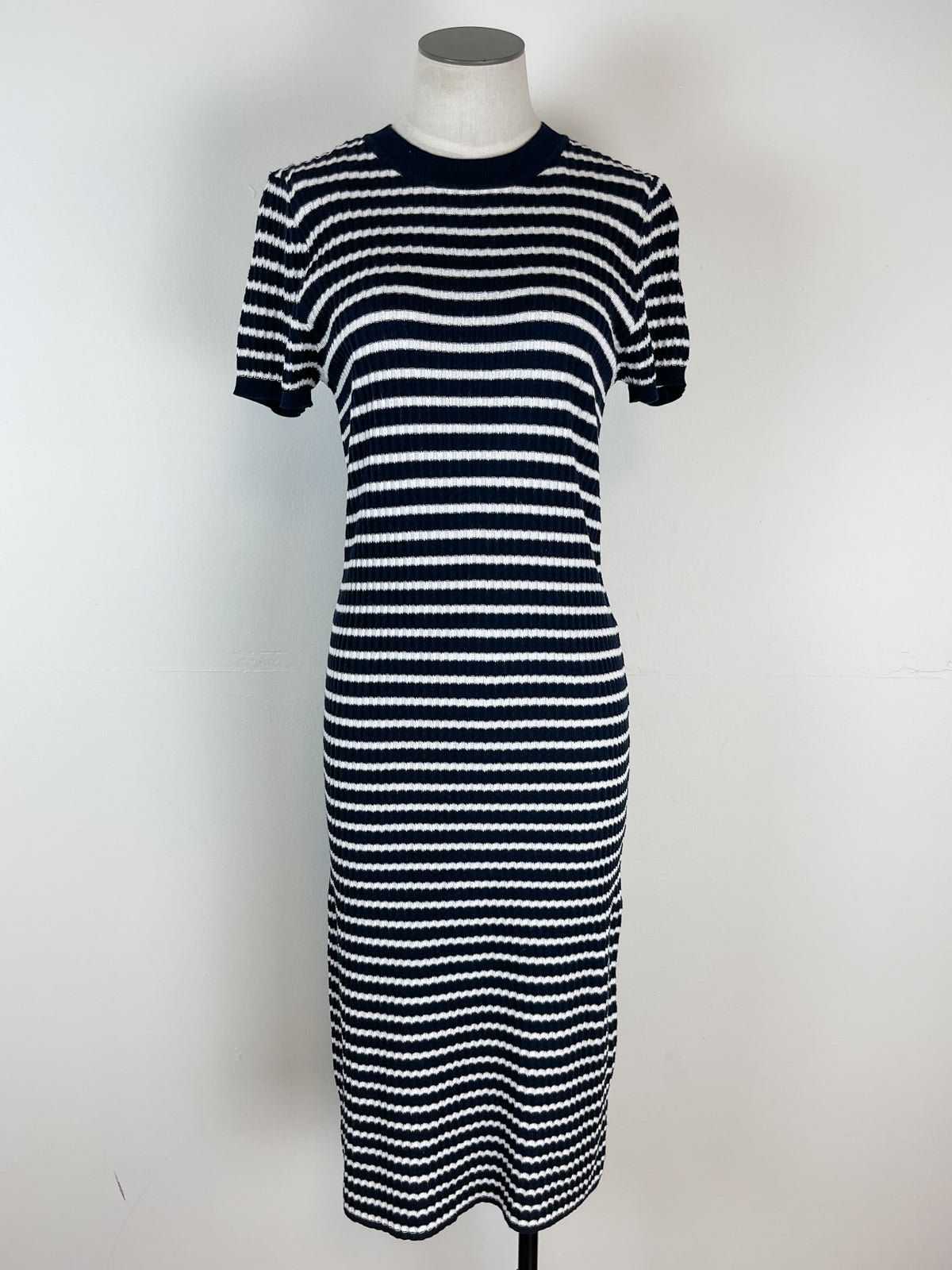 Adalyn Striped Midi Dress in Navy/White