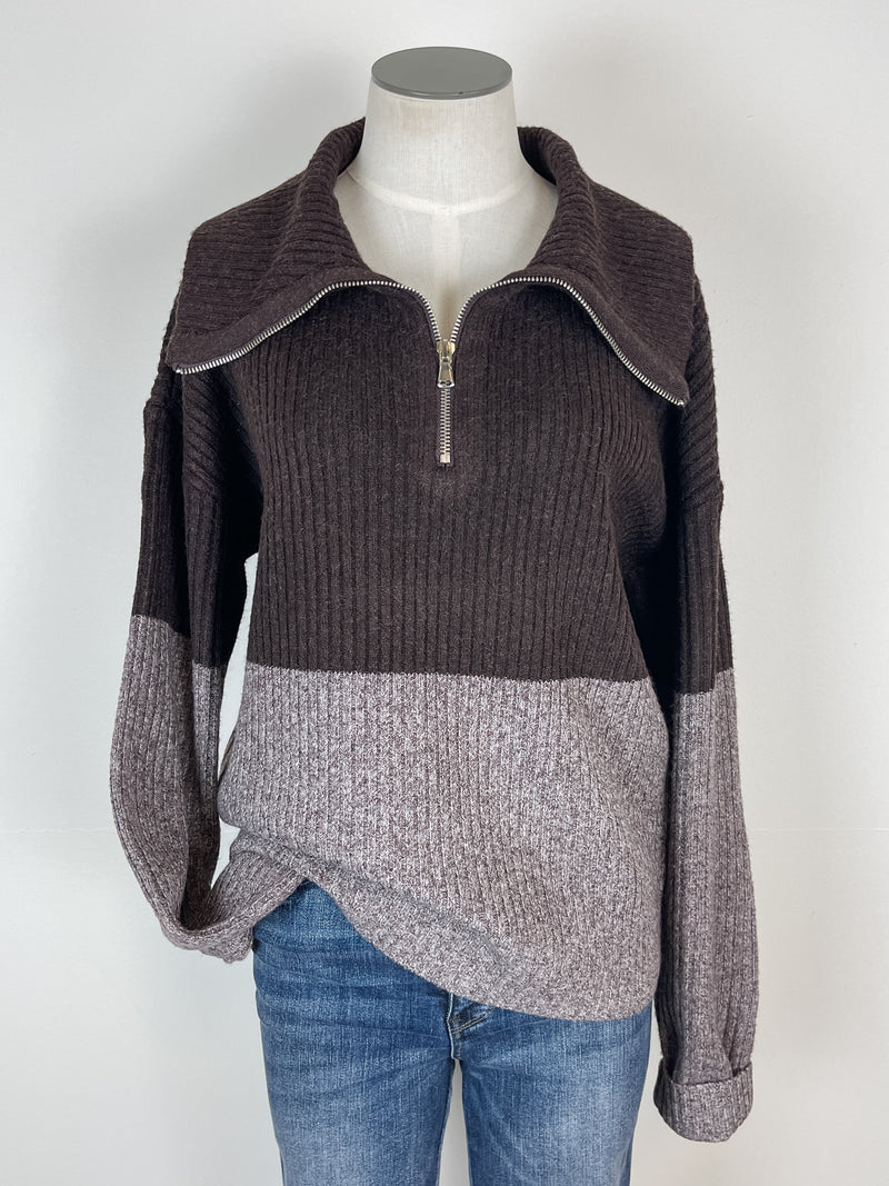 Thread & Supply Marie Pullover in Dark Brown Marled