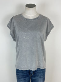 Clara Acid Wash Cap Sleeve Tee