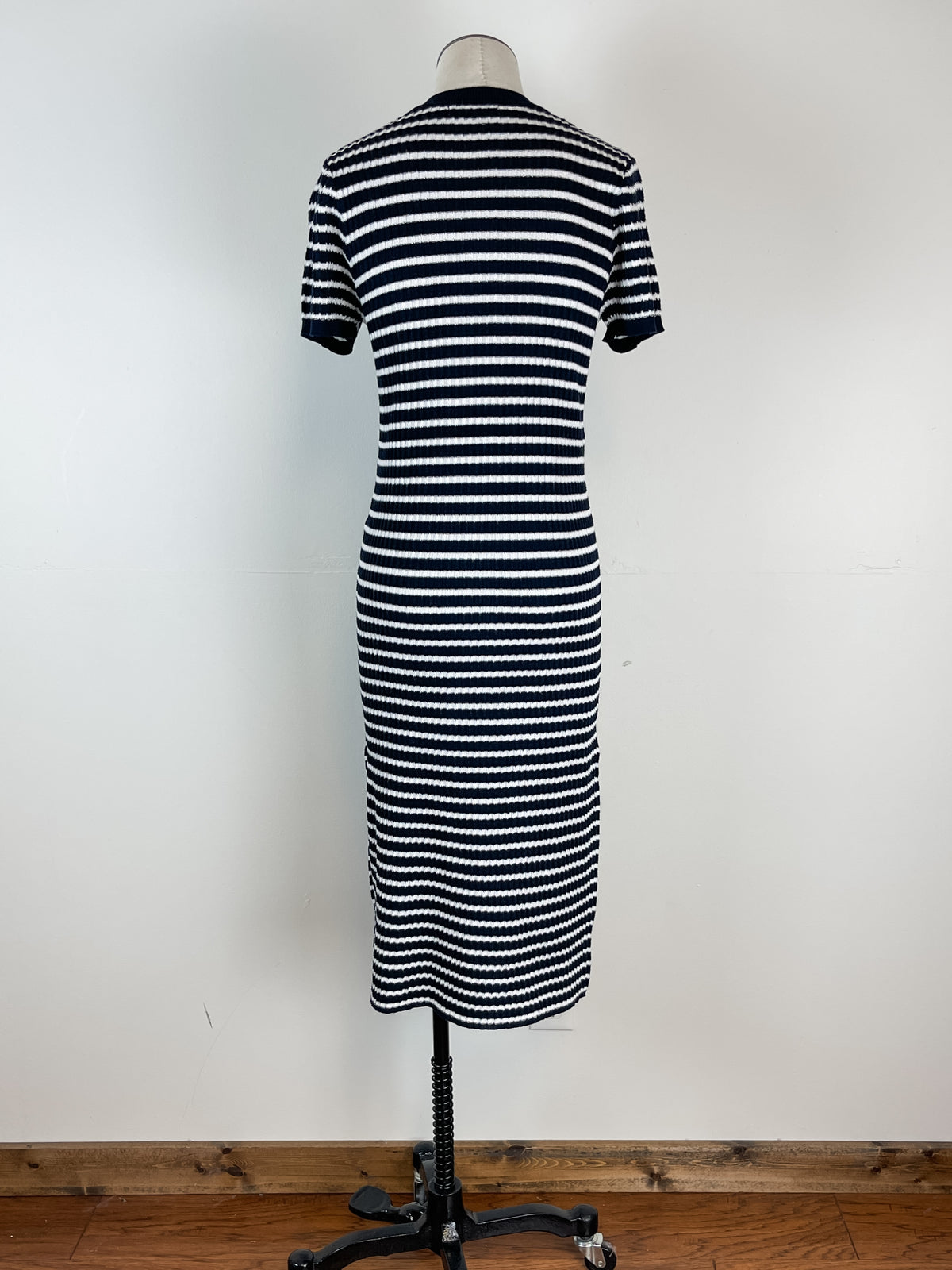Adalyn Striped Midi Dress in Navy/White