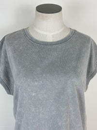 Clara Acid Wash Cap Sleeve Tee