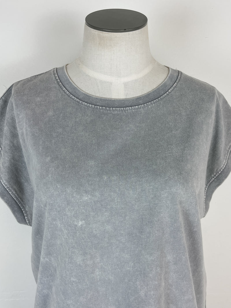 Clara Acid Wash Cap Sleeve Tee