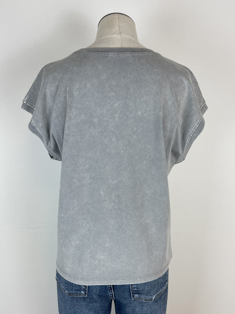 Clara Acid Wash Cap Sleeve Tee