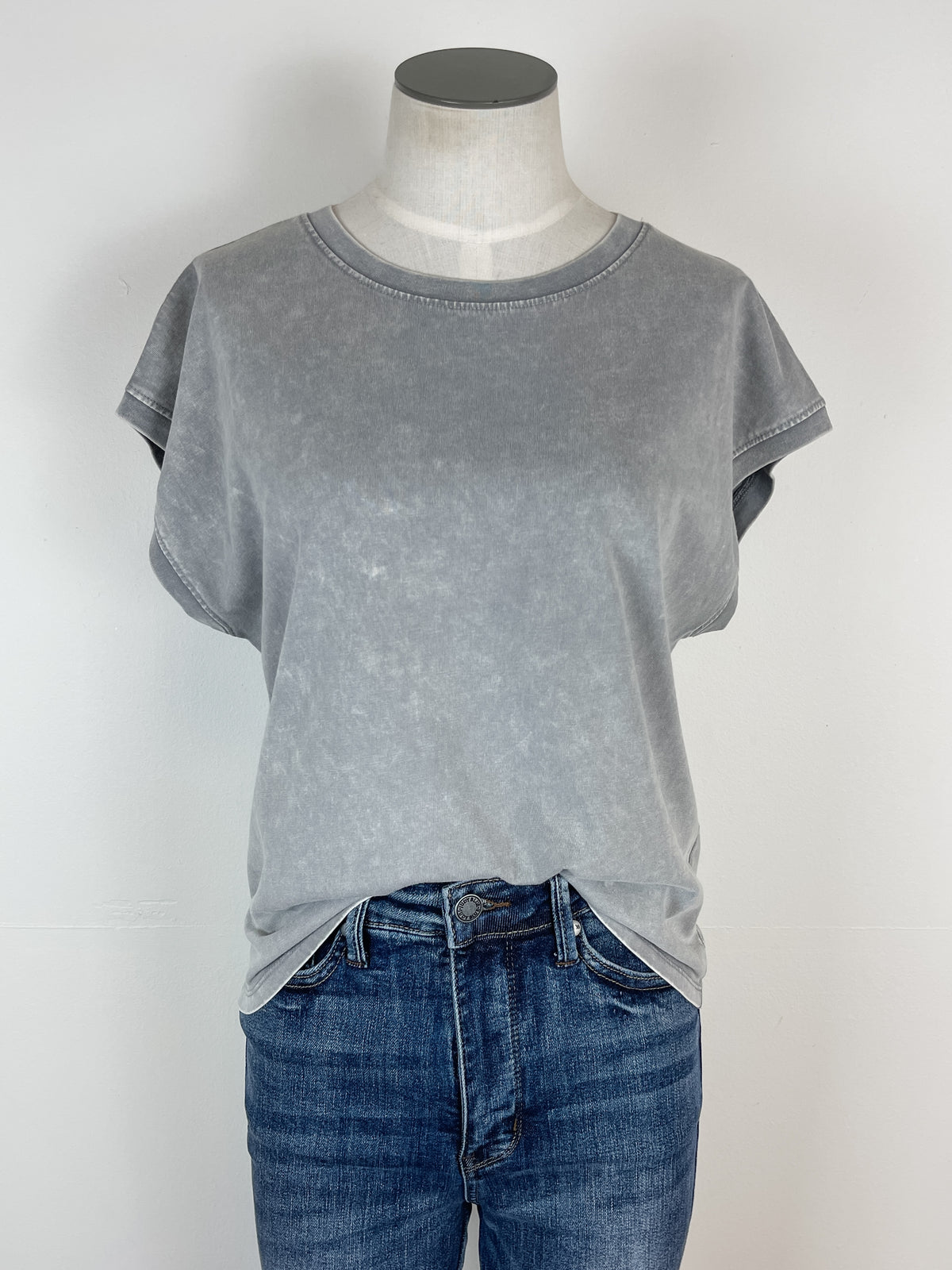 Clara Acid Wash Cap Sleeve Tee