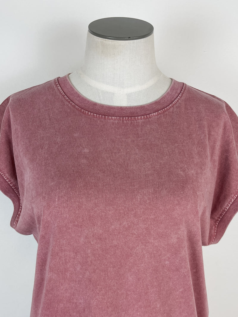 Clara Acid Wash Cap Sleeve Tee