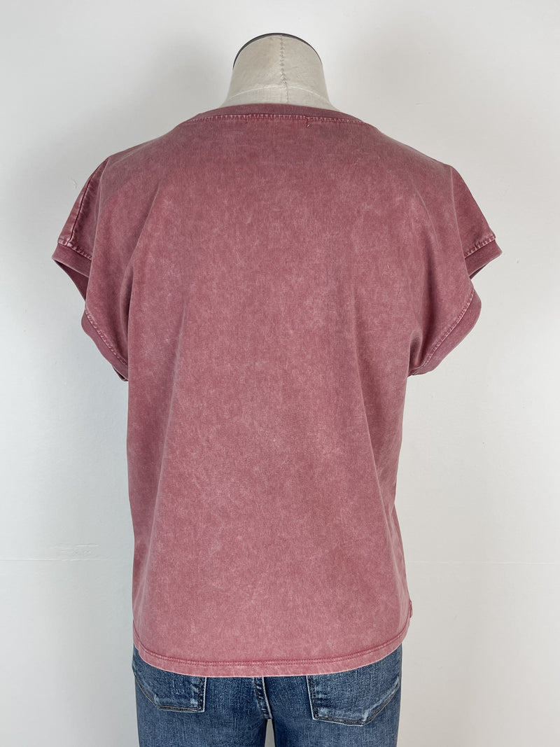 Clara Acid Wash Cap Sleeve Tee