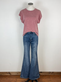 Clara Acid Wash Cap Sleeve Tee