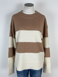 Wren Color Block Sweater in Camel/Cream