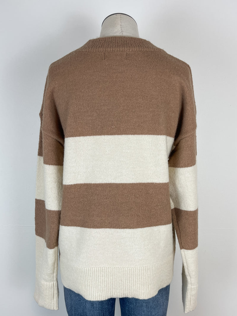 Wren Color Block Sweater in Camel/Cream