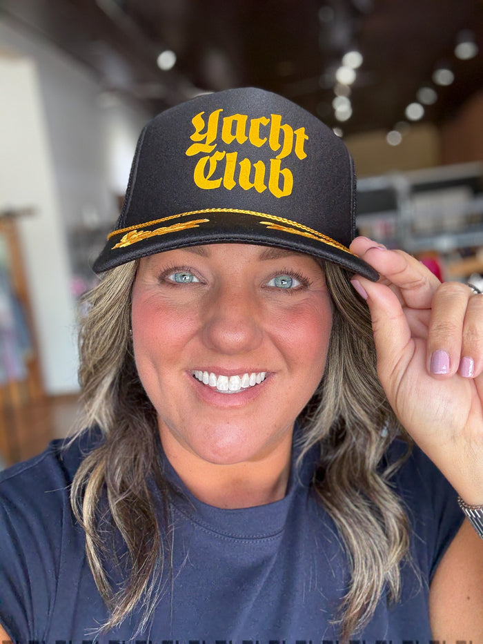 Yacht Club Trucker Hat in Black