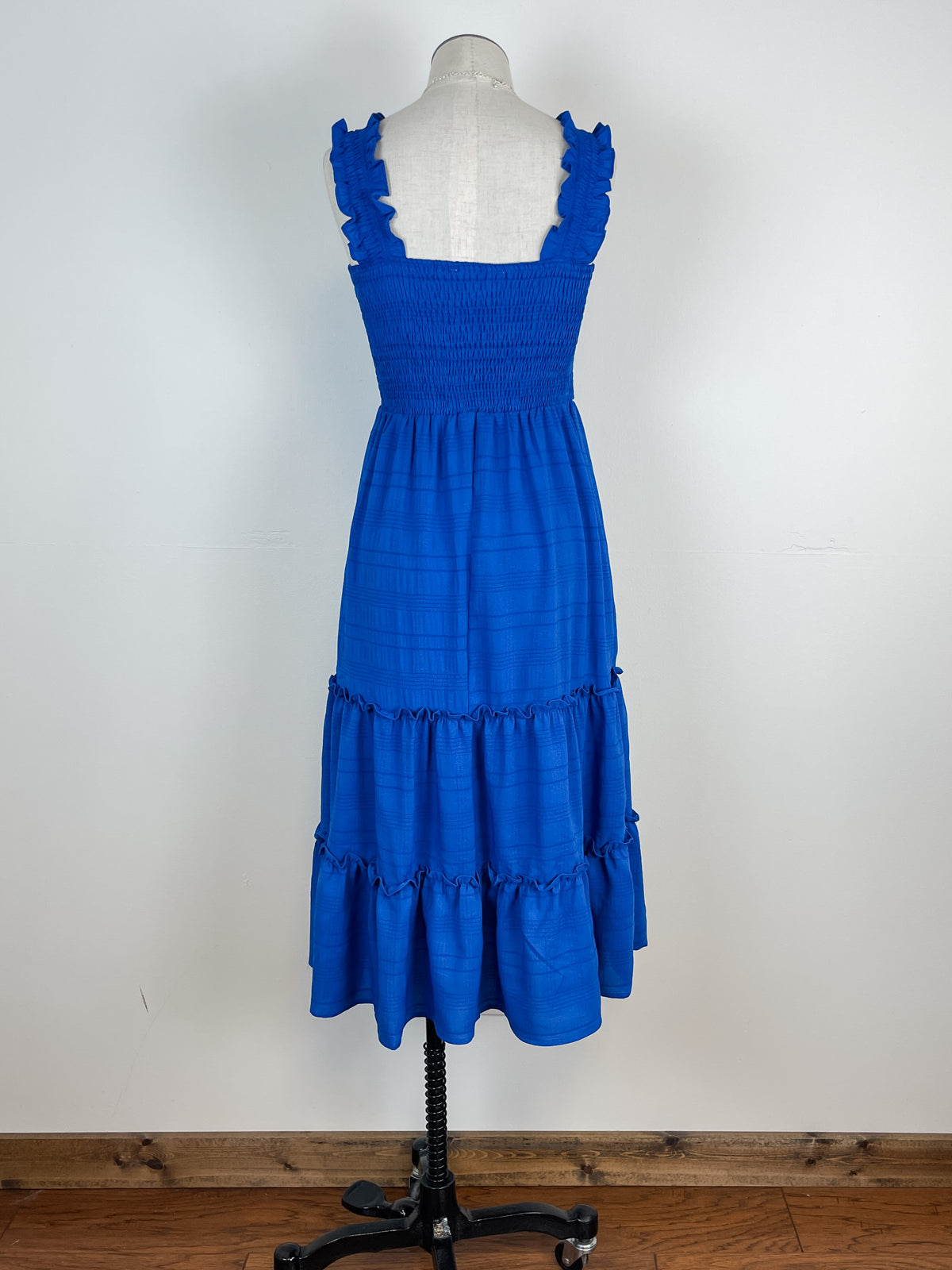 Smocked Midi Dress in Royal