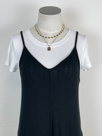 Wide Rib Jumpsuit in Black