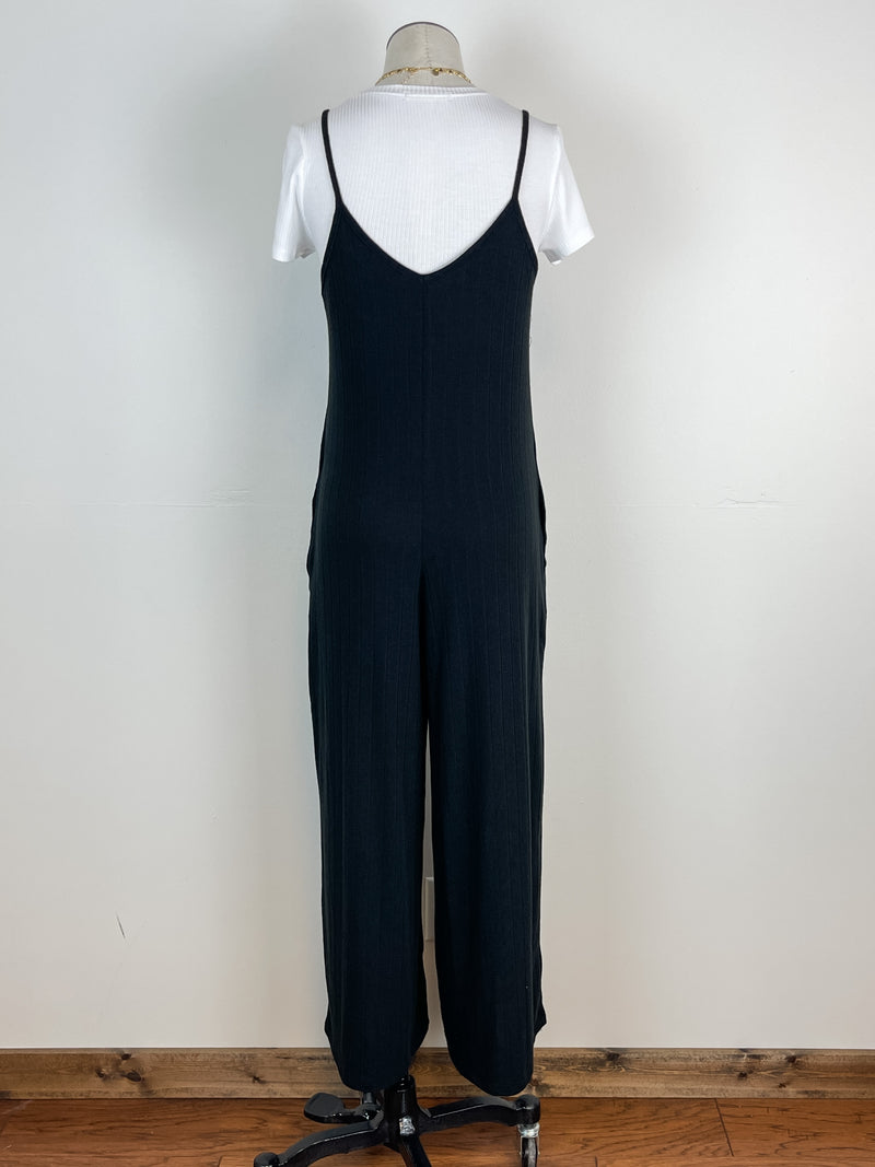 Wide Rib Jumpsuit in Black