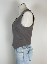 Evelyn Pin Striped Vest in Charcoal
