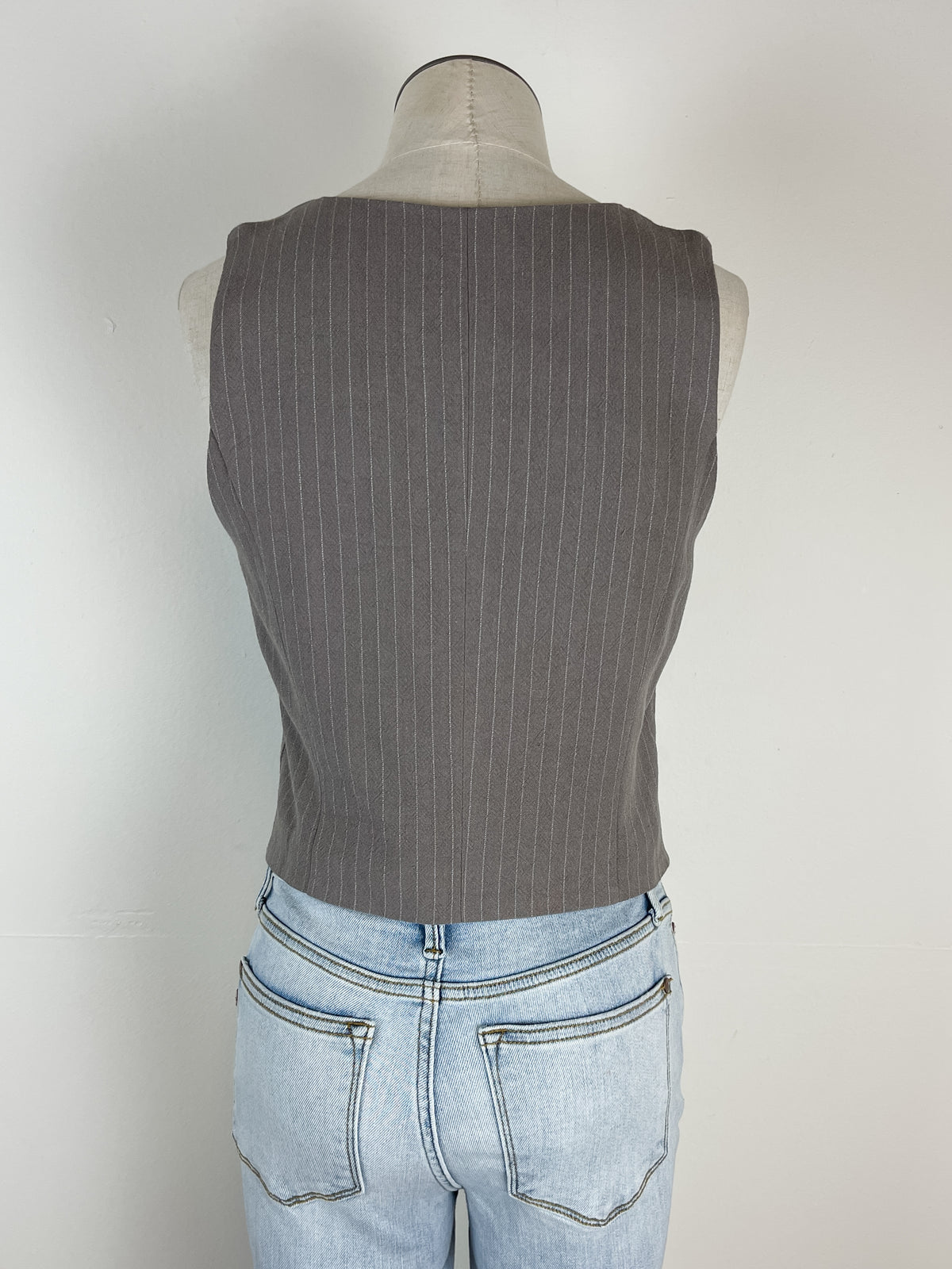 Evelyn Pin Striped Vest in Charcoal