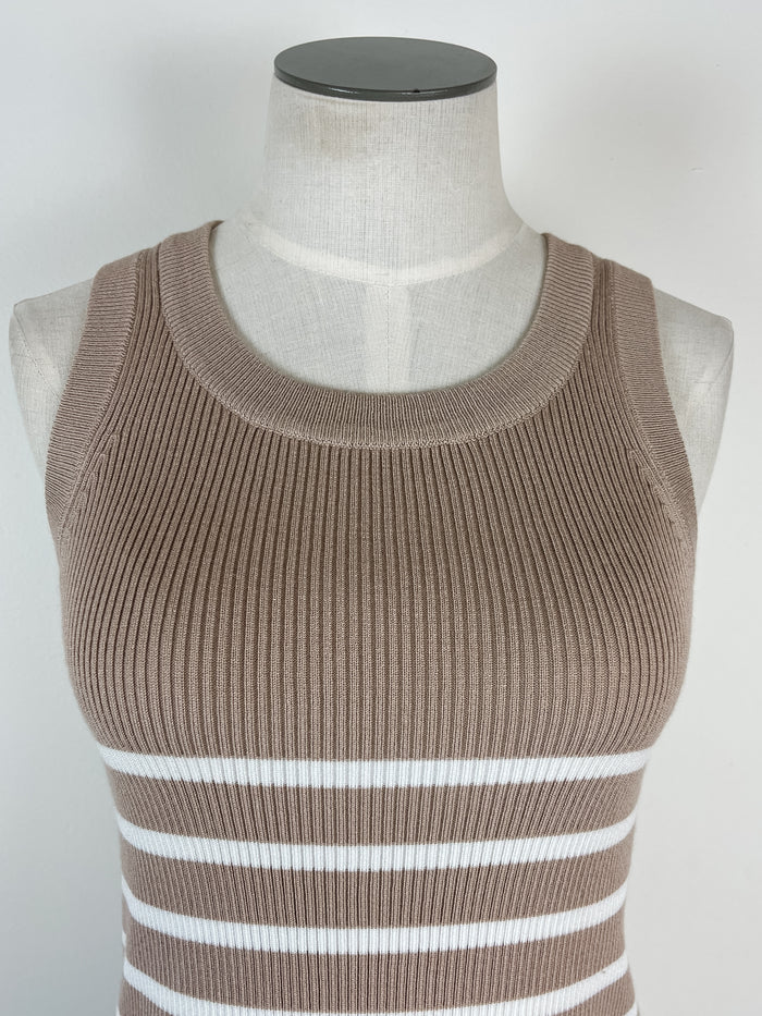 Olivia Striped Tank in Taupe