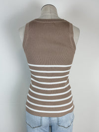 Olivia Striped Tank in Taupe