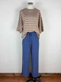 Rory Striped Knit Top in Taupe/White