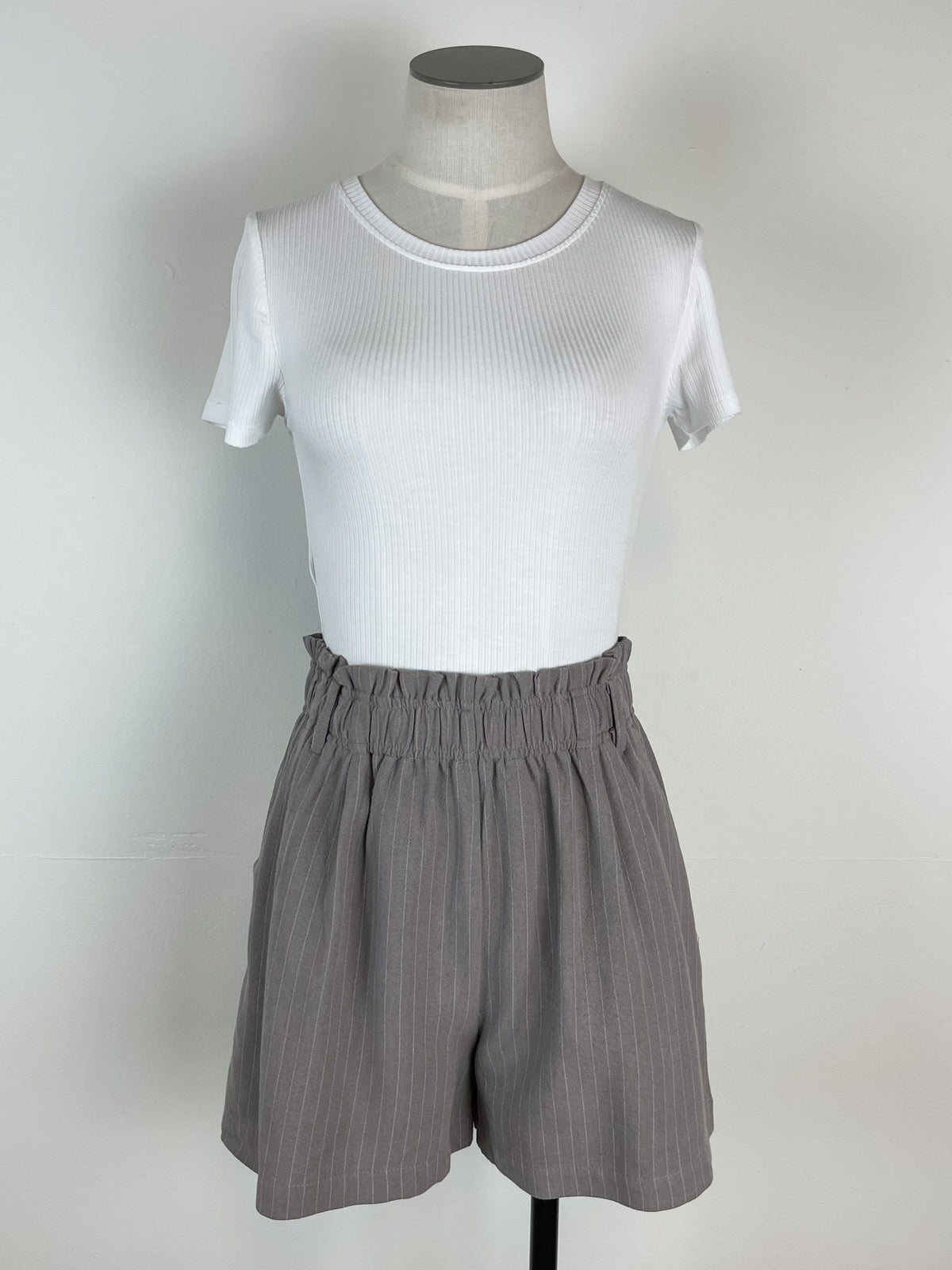 Evelyn Pin Striped Short in Charcoal