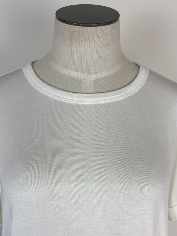 Sadie Basic Rolled Sleeve Tee in Off White