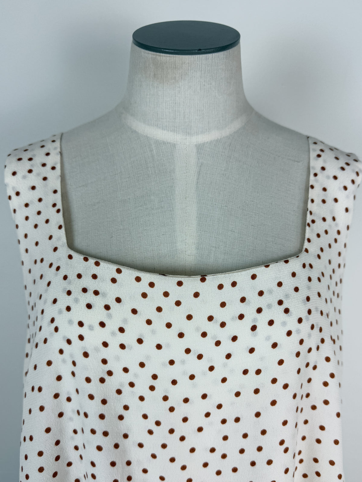 Audrey Square Neck Tank in Natural Dot